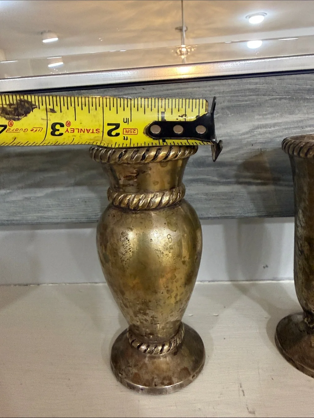 Pottery Barn Antique Brass-Tone Decorative Vase Set